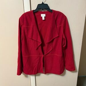 Chico's Red Boiled Wool Short Jacket Sz 3 US XL